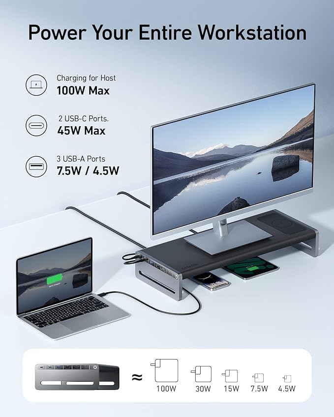 Anker 675 USB-C Docking Station 12-in-1 Monitor Stand Wireless | A83772Z1