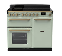 Rangemaster Estel Deluxe 100 Induction range cooker in Mint with Brass trim