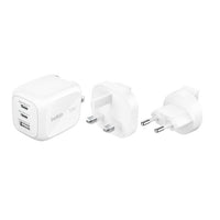 Belkin BoostCharge Pro 3-Port GaN Wall Charger 70W Travel Adapter Kit White product image