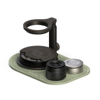 Outin Silicone Coffee Mat in green with geometric ridged surface