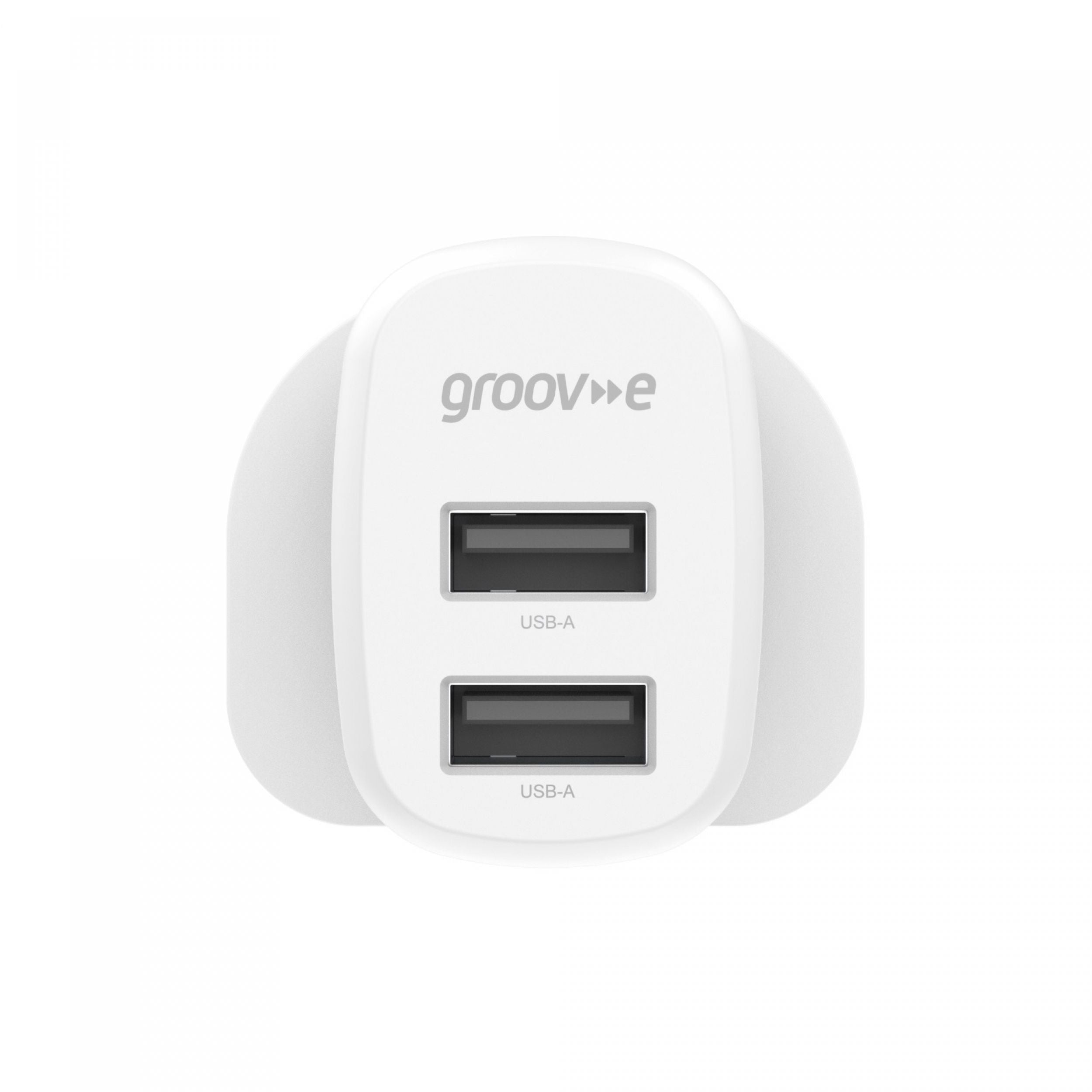 Groov-e Dual USB-A Wall Charger 12W White - official product image