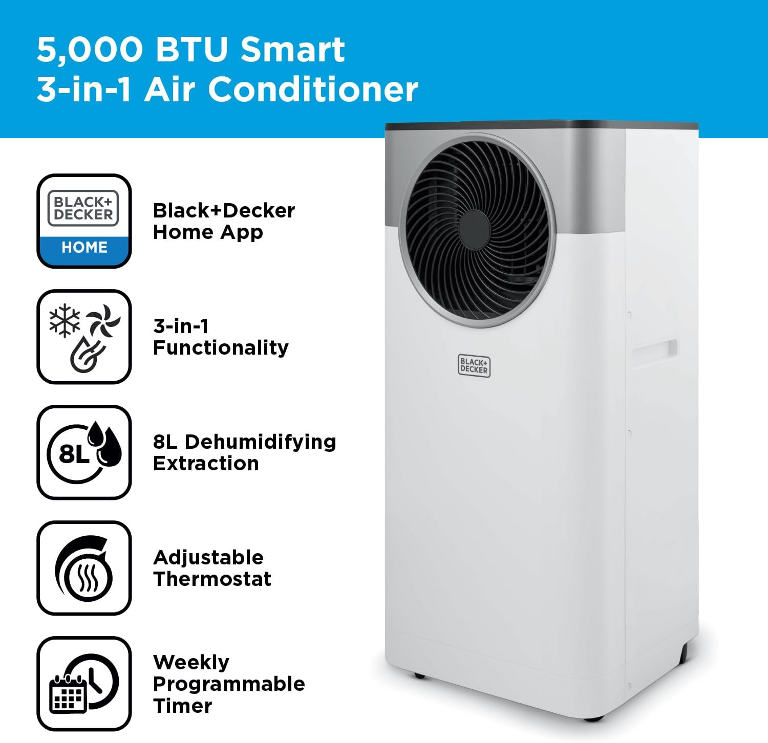 BLACK+DECKER 5,000 BTU Smart Portable Air Conditioner | BXAC40032GB