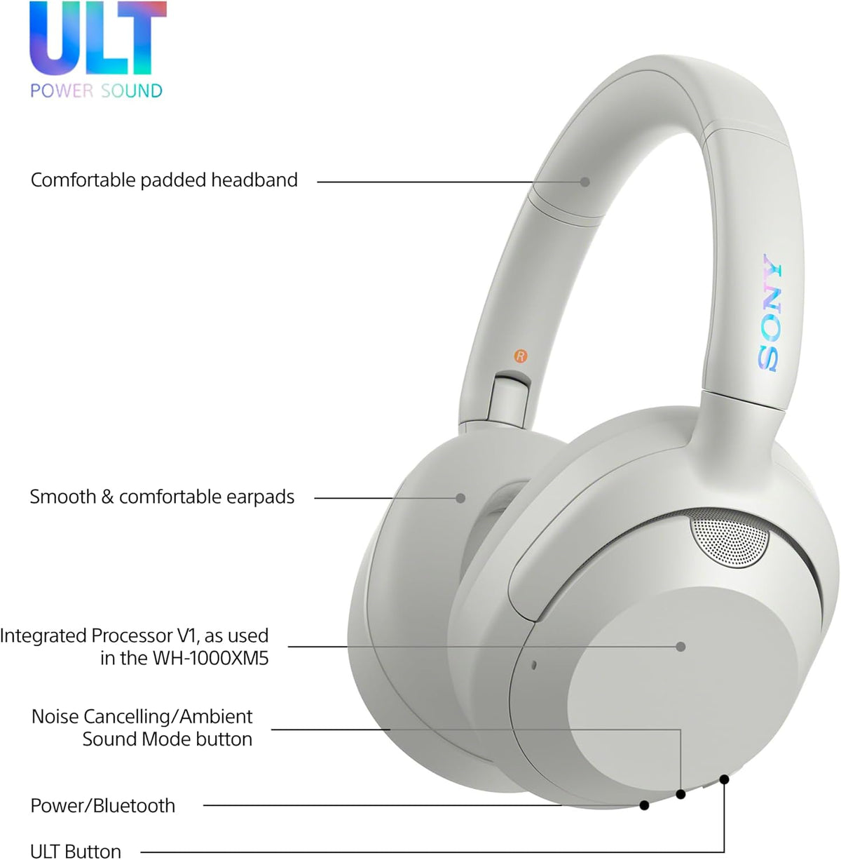 Sony ULT WEAR Wireless Noise‑Cancelling Headphones – Off‑White | WH‑ULT900N/W Sony Headphones Euronics Ireland