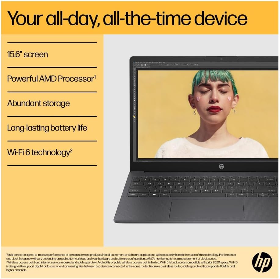 HP 15.6" FHD LCD, AMD Ryzen 5 7520U Quad-Core, 8GB LPDDR5 RAM, 512GB SSD | BM2V0EA