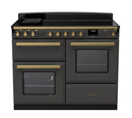 Rangemaster Estel Deluxe 110cm Induction Range Cooker - Slate with Brass Trim | ESDLO110EIPSLT/AB1