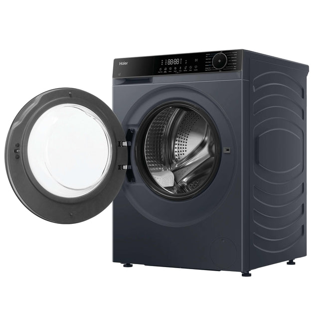 Haier X Series 5 10kg 1400 rpm Washing Machine - Graphite - door open, angled