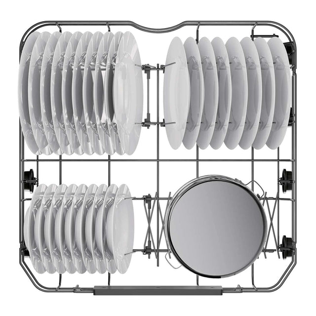 Haier I-Pro Shine Series 3 Freestanding Dishwasher 60cm - White - lower basket with plates