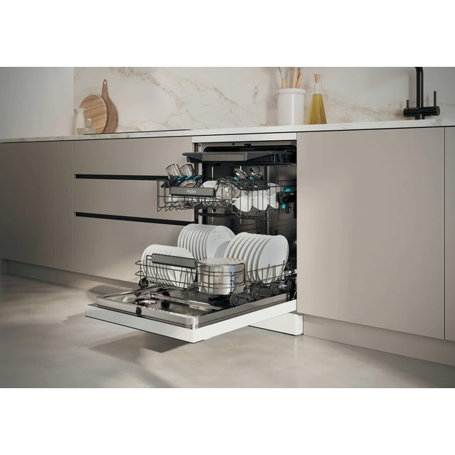 Haier I-Pro Shine Series 3 Freestanding Dishwasher 60cm - White - in a kitchen, door open