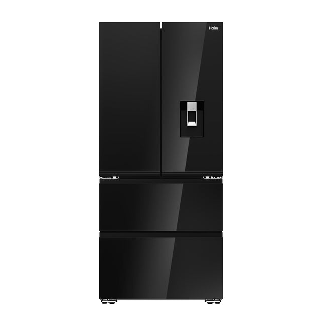 Haier FD 83 Series 7 466L French Door Fridge Freezer with Water Dispenser - Black - front view
