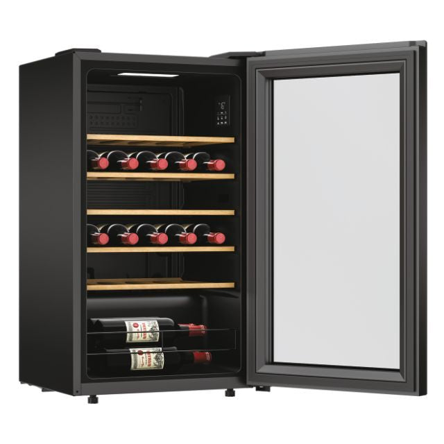 Hoover H-WINE 500 34 Bottle Freestanding Wine Cooler - Black - door open