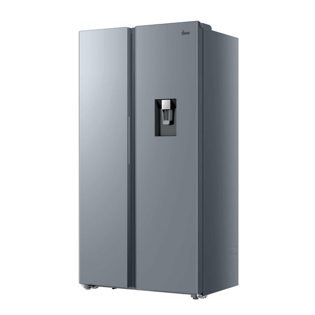 Hoover H-Fridge 500 Maxi 523L American Fridge Freezer with Water Dispenser - Inox - in a kitchen