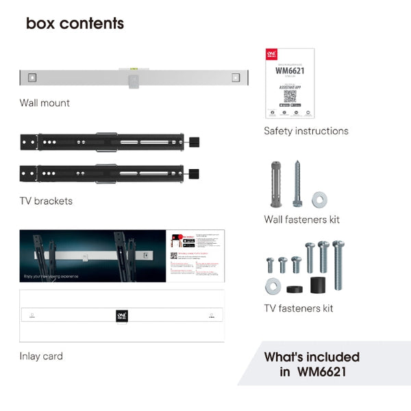 One For All Ultra Slim Wall Mount, 32-84" TVs, Max Load 80kg