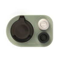 Outin Silicone Coffee Mat in green with geometric ridged surface