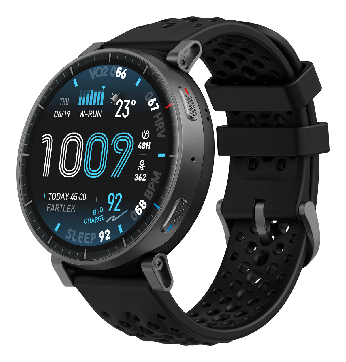 Amazfit Active Max Smartwatch - Black - angled view, left