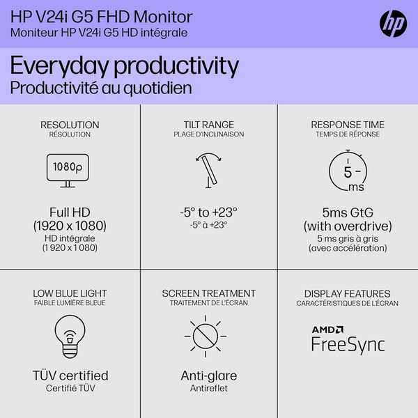 HP V24i G5 Full HD - 24" Monitor | 65P58AA