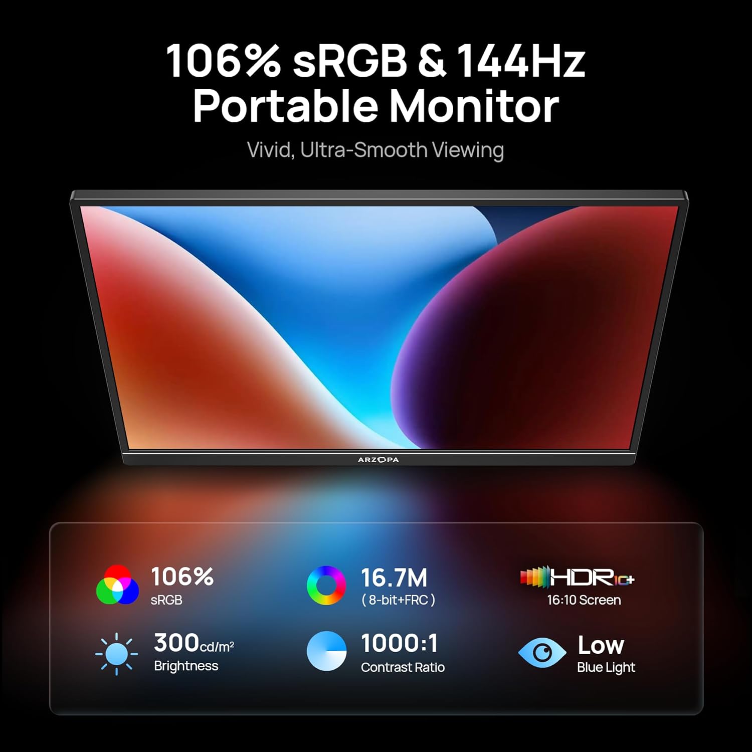 ARZOPA Z1FC 16.1" 144Hz Portable Gaming Monitor with Kickstand | Z1FC