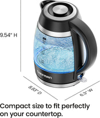 Chefman Fast-Boil 1.8L Electric Glass Kettle | RJ11-18-CTI-UK