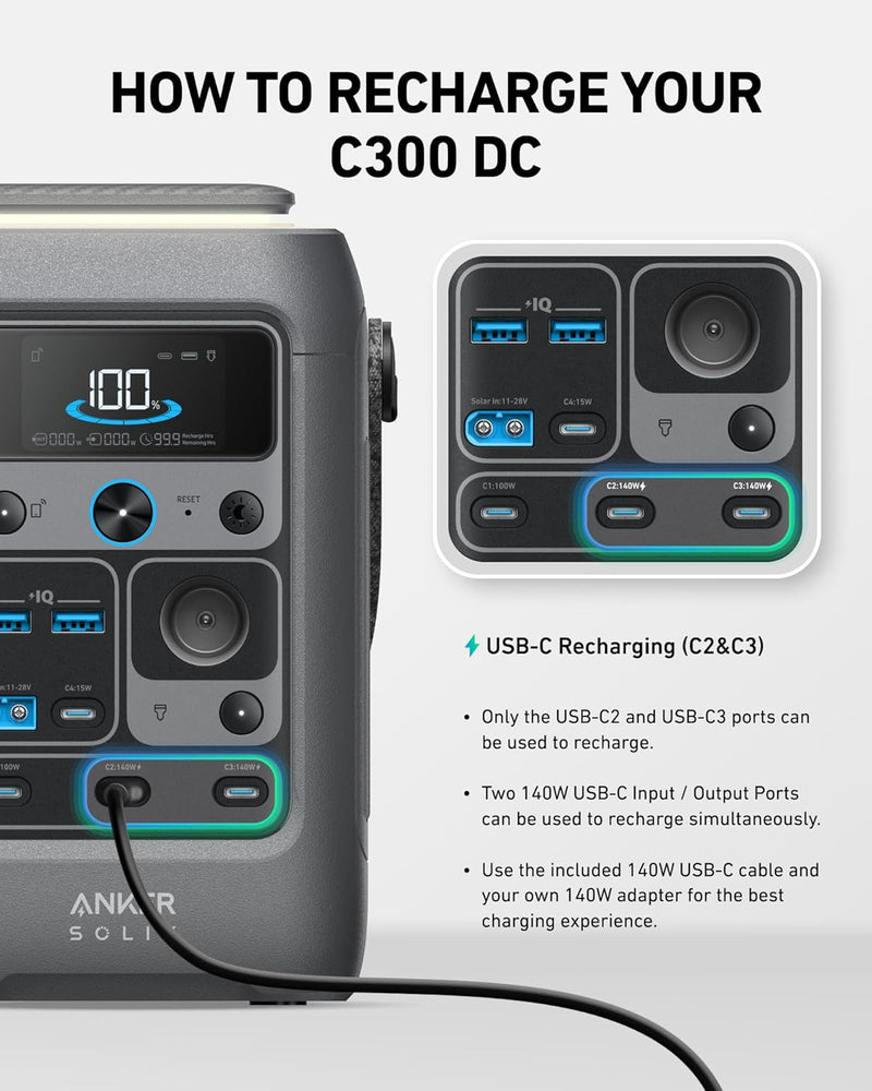 Anker Solix C300 Portable Battery Power Station 288W | A1723211