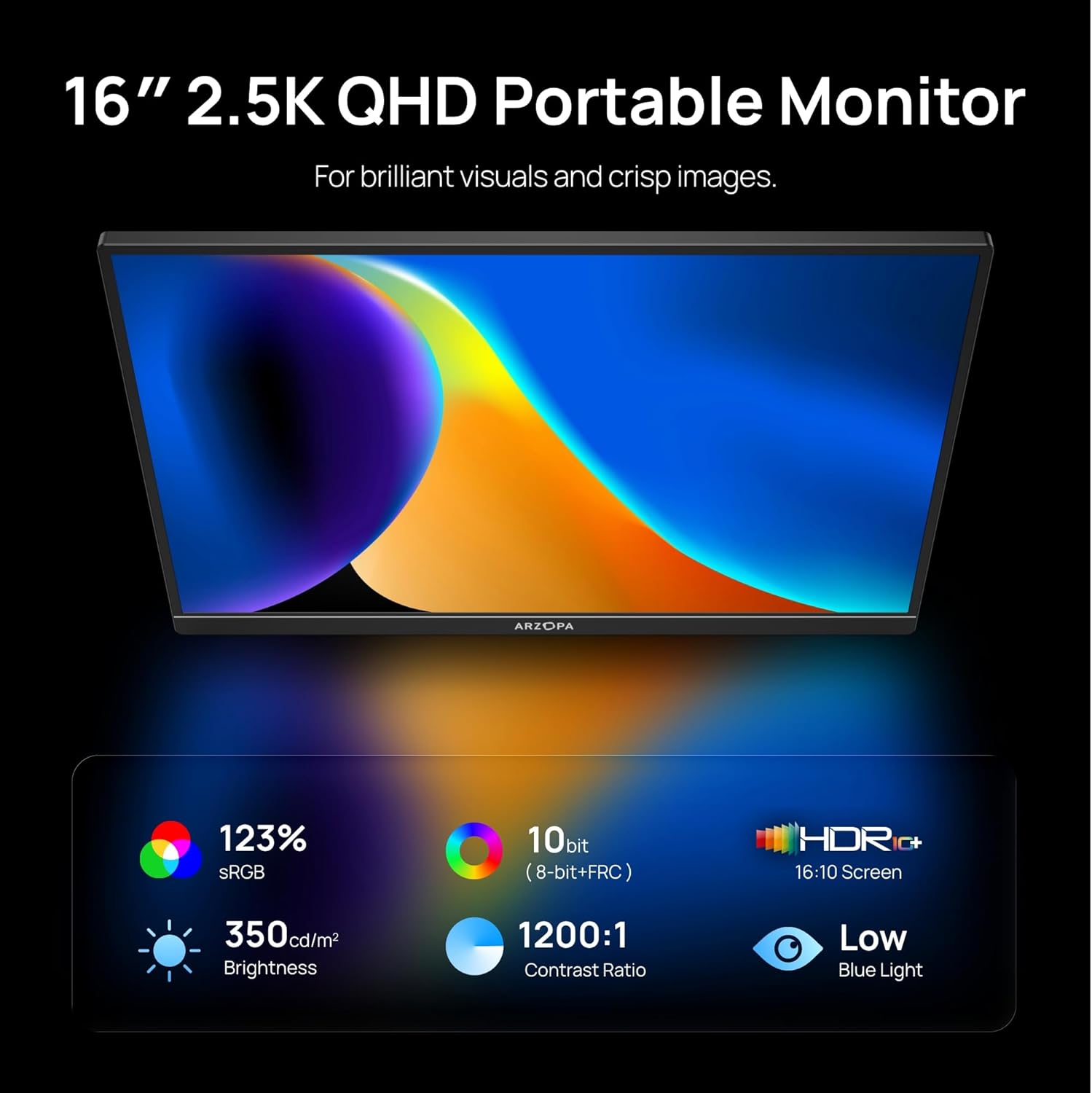 ARZOPA Z1RC 16" 2.5K Portable Monitor | Z1RC