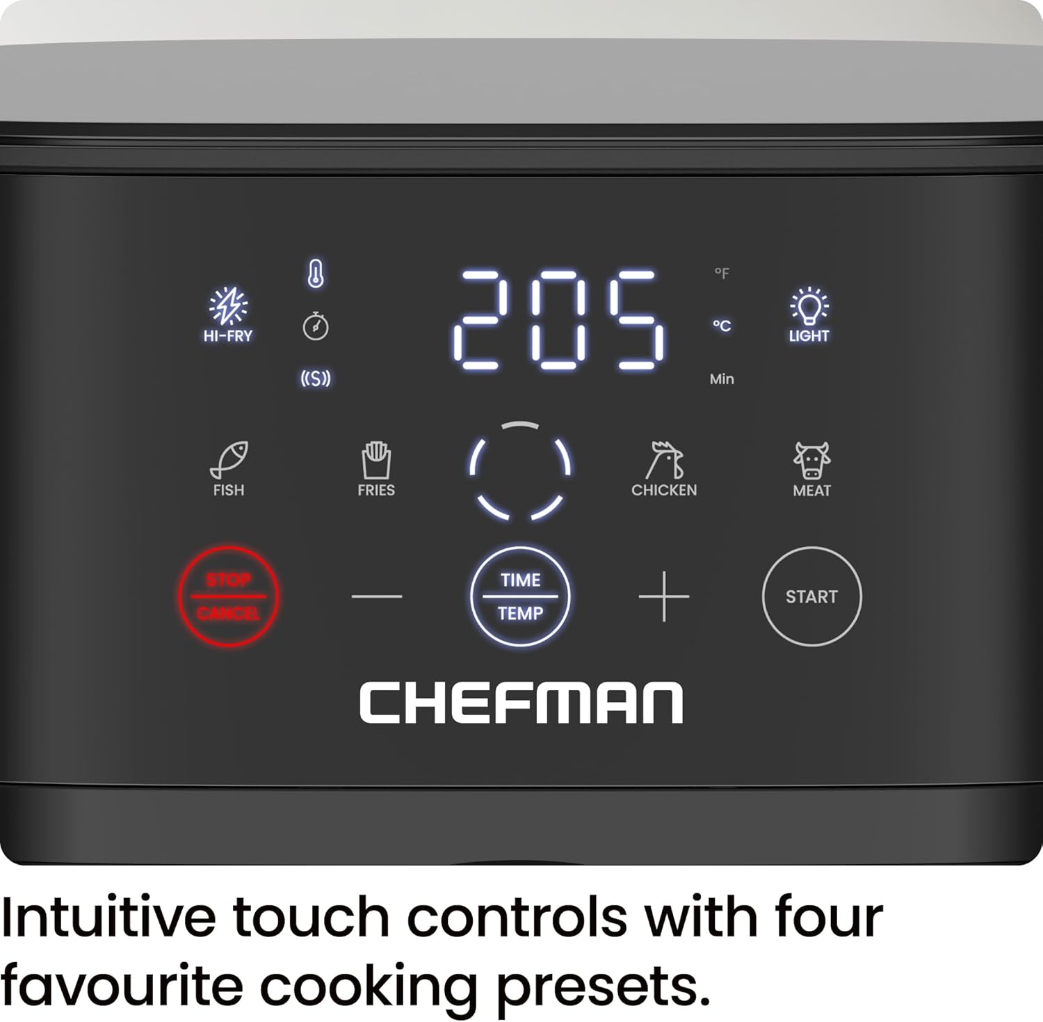 Chefman 5.7L Compact Air Fryer with Hi-Fry Technology | RJ38-6TW-BLK-DS-UK