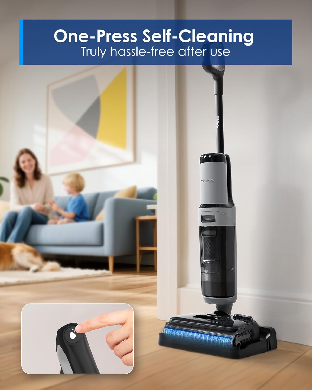 Tineco FLOOR ONE i5 Stretch Cordless Wet and Dry Vacuum Cleaner - one-press self-cleaning