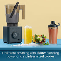 Chefman Obliterator 1380W 48oz Power Blender with Travel Jar | RJ27-T1-TJ-MIDNIGHT