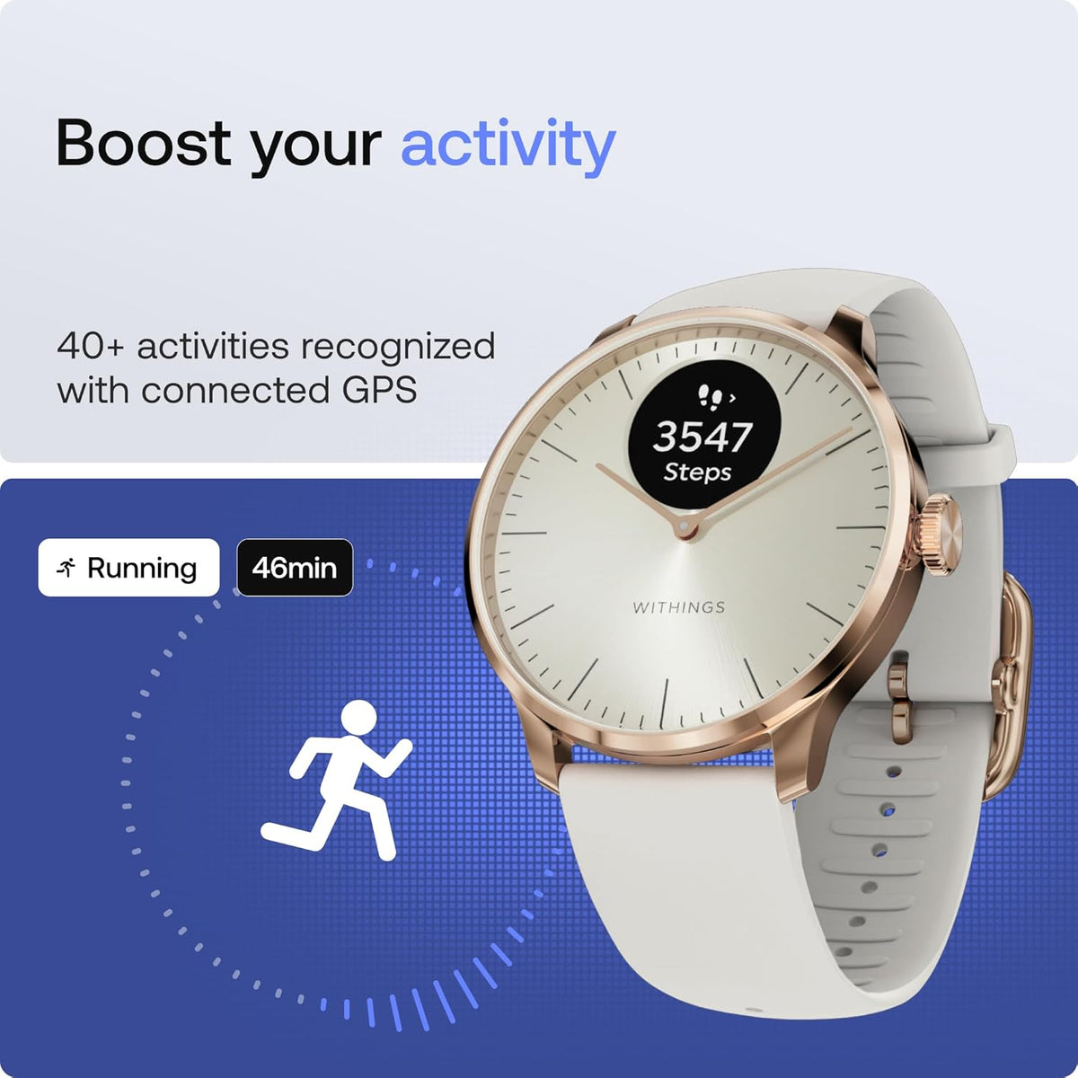 Withings ScanWatch Light - Health Tracking Watch - Rose Gold White