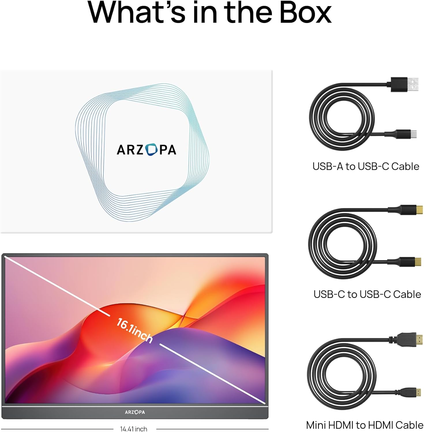 ARZOPA Z1C 16.1" FHD Portable Monitor with Built-in Kickstand | Z1C