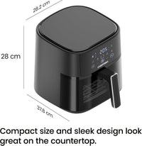 Chefman 5.7L Compact Air Fryer with Hi-Fry Technology | RJ38-6TW-BLK-DS-UK