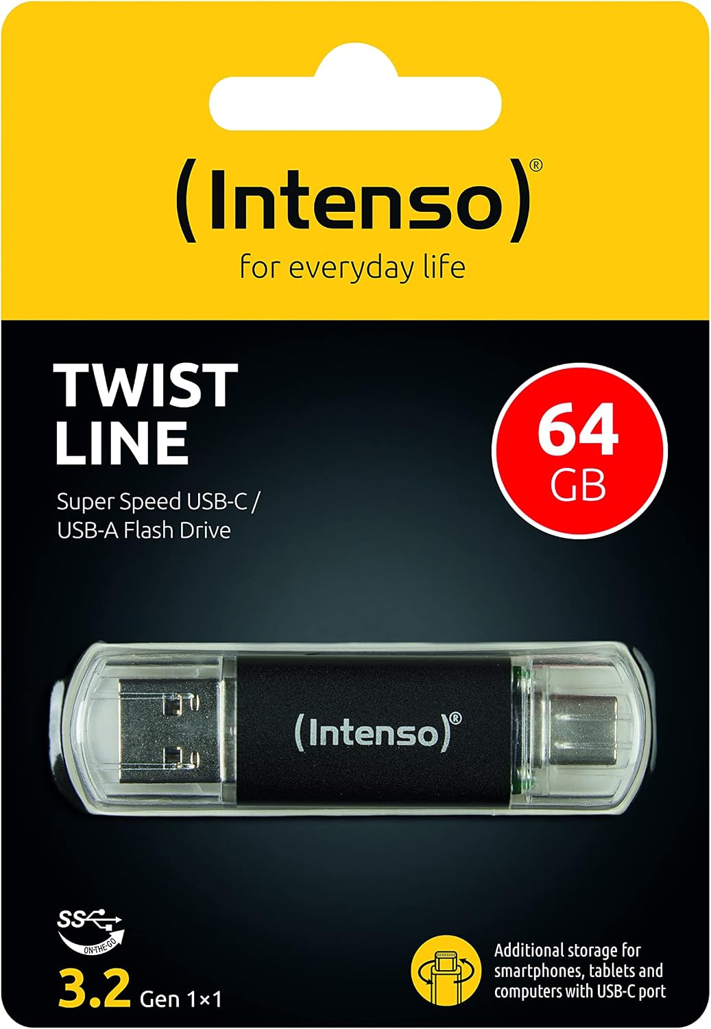 Intenso Twist Line 64GB USB 3.2 Dual Flash Drive, USB-C & USB-A - Anthracite - view 3