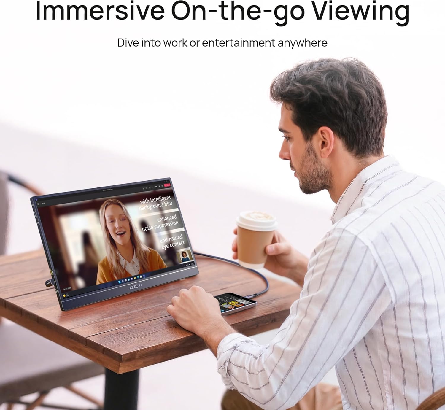 ARZOPA Z1C 16.1" FHD Portable Monitor with Built-in Kickstand | Z1C