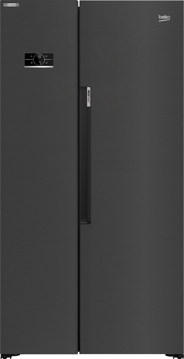 Beko Freestanding American Style Fridge Freezer with NeoFrost™ Black Steel | ASL1442VPZ