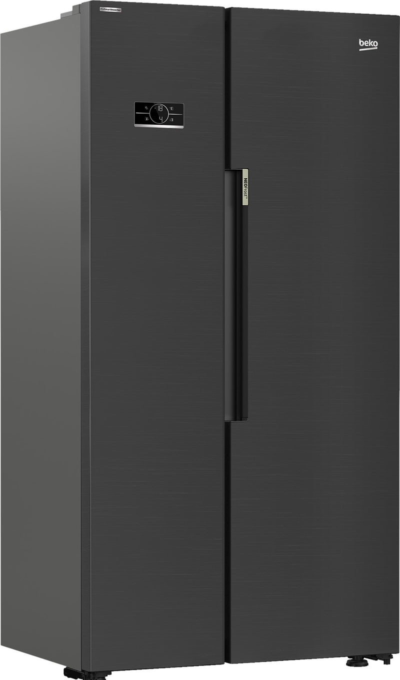 Beko Freestanding American Style Fridge Freezer with NeoFrost™ Black Steel | ASL1442VPZ