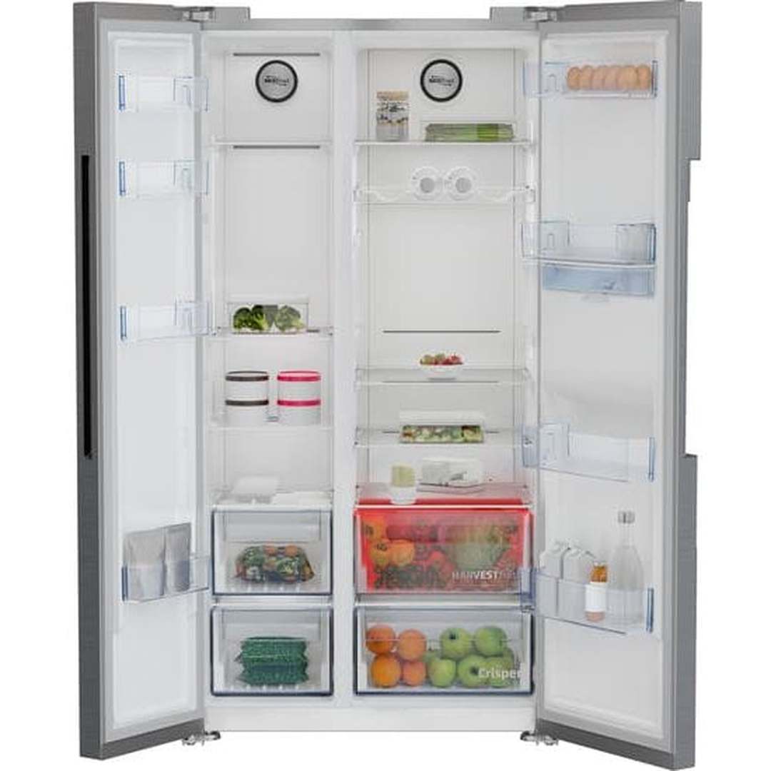 Beko Freestanding American Style Fridge Freezer with HarvestFresh™ Black Steel| ASD2442VPZ Beko Fridge Freezer Euronics Ireland