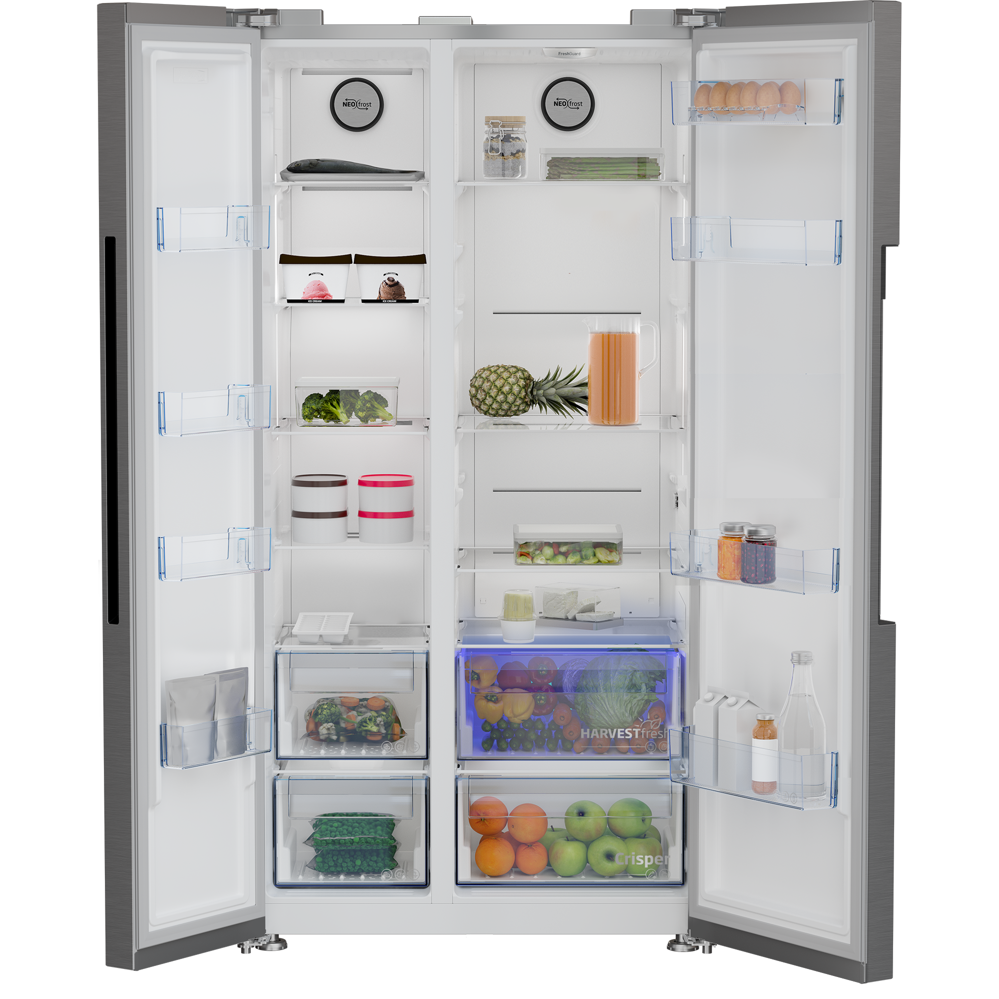 Beko Freestanding American Style Fridge Freezer with NeoFrost™ - Stainless Steel | ASL1442VPS Beko American Fridge Freezer Euronics Ireland