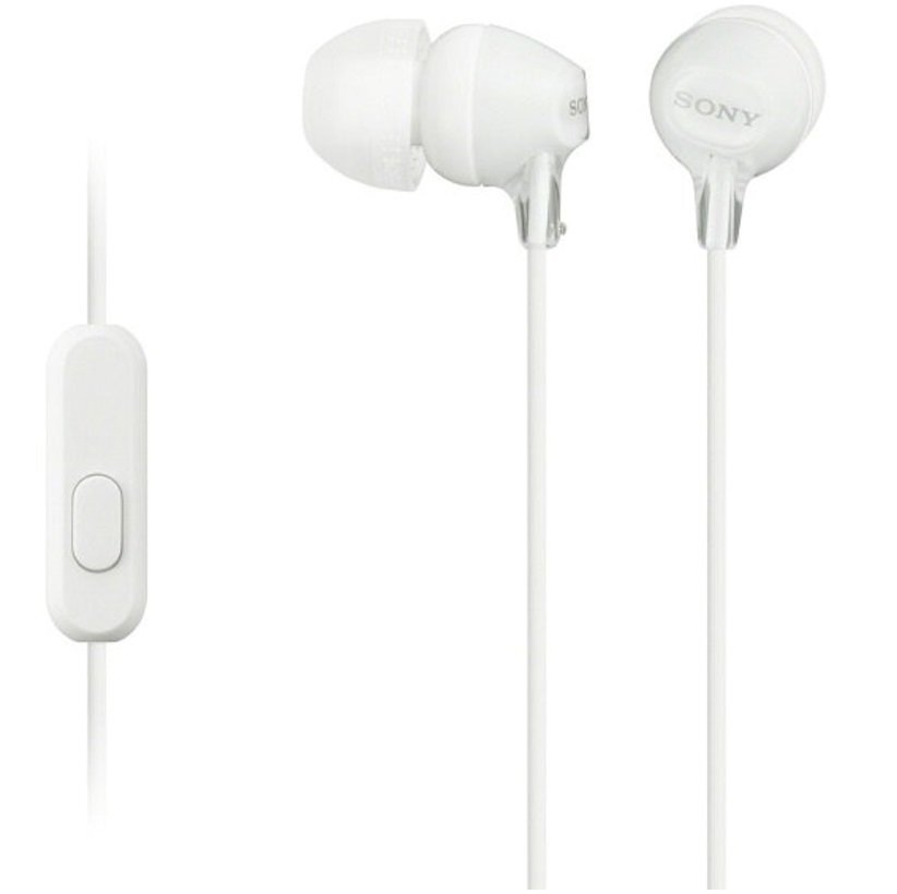 Sony MDR-EX15AP Wired In-Ear Earphones with Microphone - White - earphones and inline control view