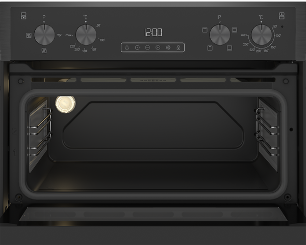 Blomberg 90cm Built-in Fan Double Oven Dark Steel | RODN9202DX