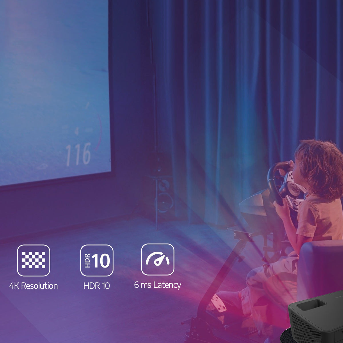 Philips GamePix 900 4K DLP Gaming Projector, 240Hz - Black - 4K, HDR10 and 6ms input lag