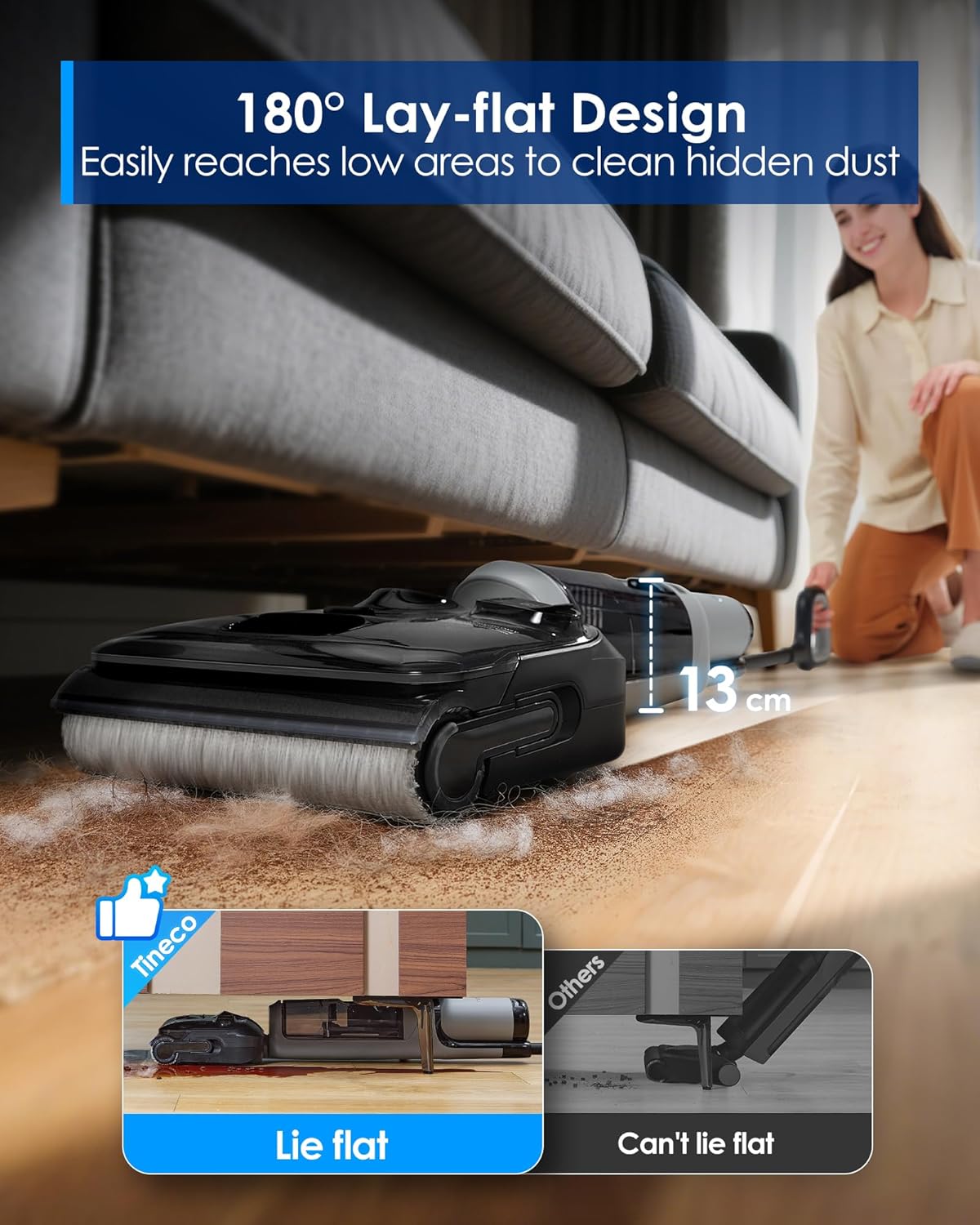 Tineco FLOOR ONE i5 Stretch Cordless Wet and Dry Vacuum Cleaner - 180 degree lay-flat