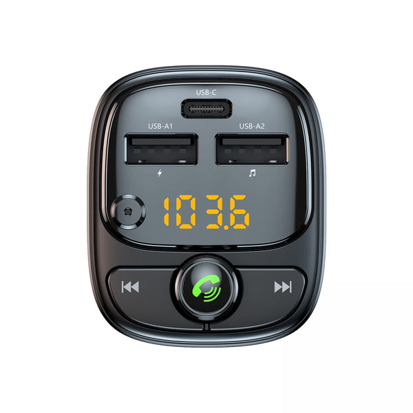 Groov-e Bluetooth FM Transmitter with USB-A and USB-C Charging Black - official product image