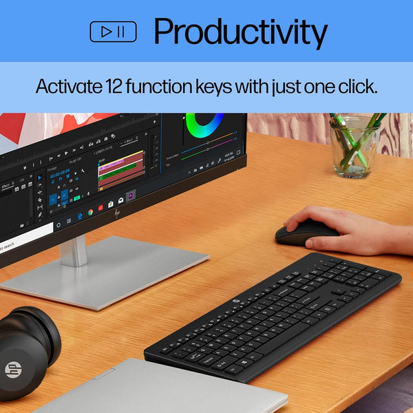 HP 230 Wireless Keyboard - Wireless Connection - Low-Profile, Quiet Design