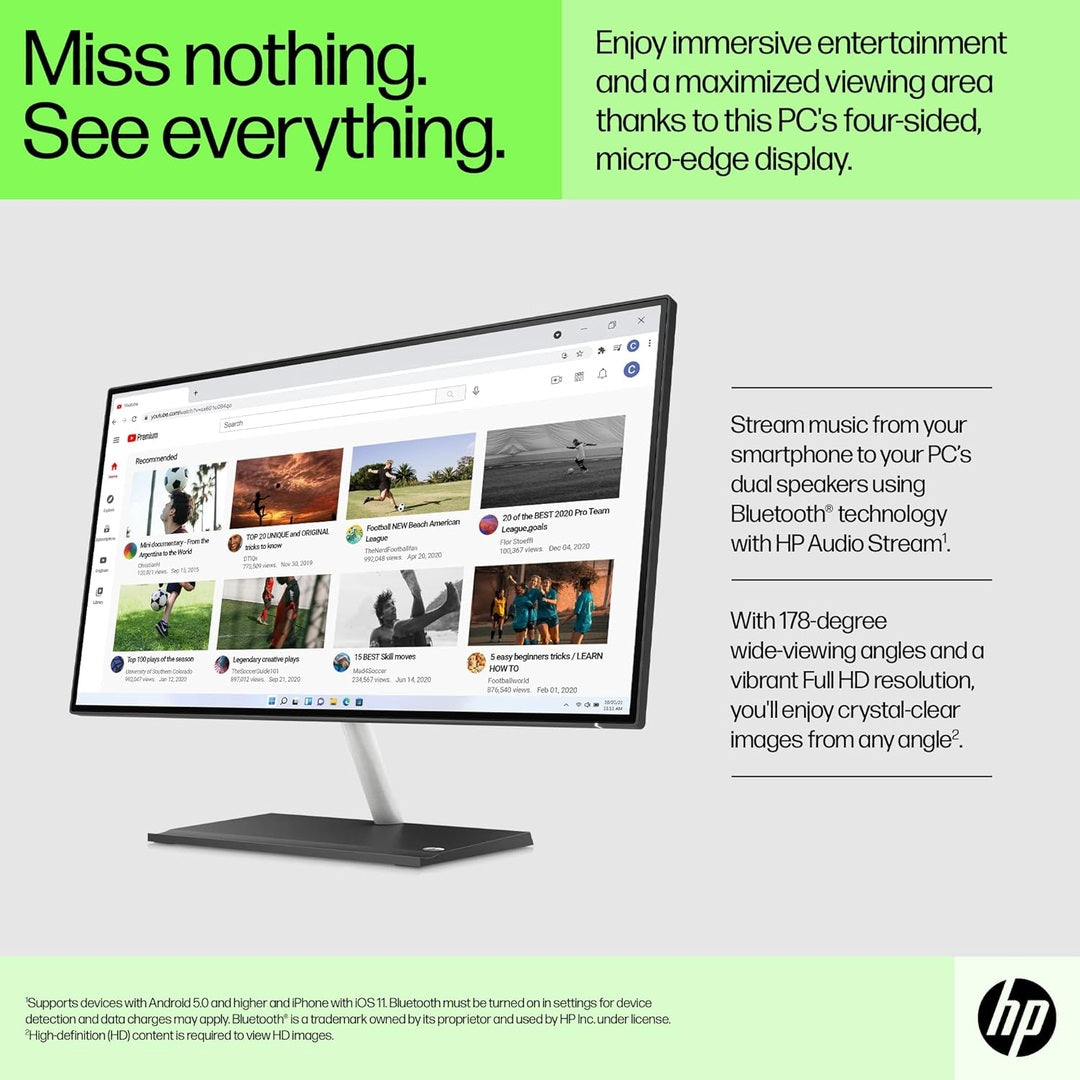 HP 24" All-in-One Desktop 8GB RAM 256GB AMD Radeon Graphics, Black | 650G3EA#ABU HP Desktop PC Euronics Ireland