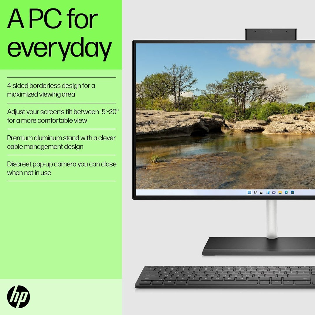 HP 24" All-in-One Desktop 8GB RAM 256GB AMD Radeon Graphics, Black | 650G3EA#ABU HP Desktop PC Euronics Ireland