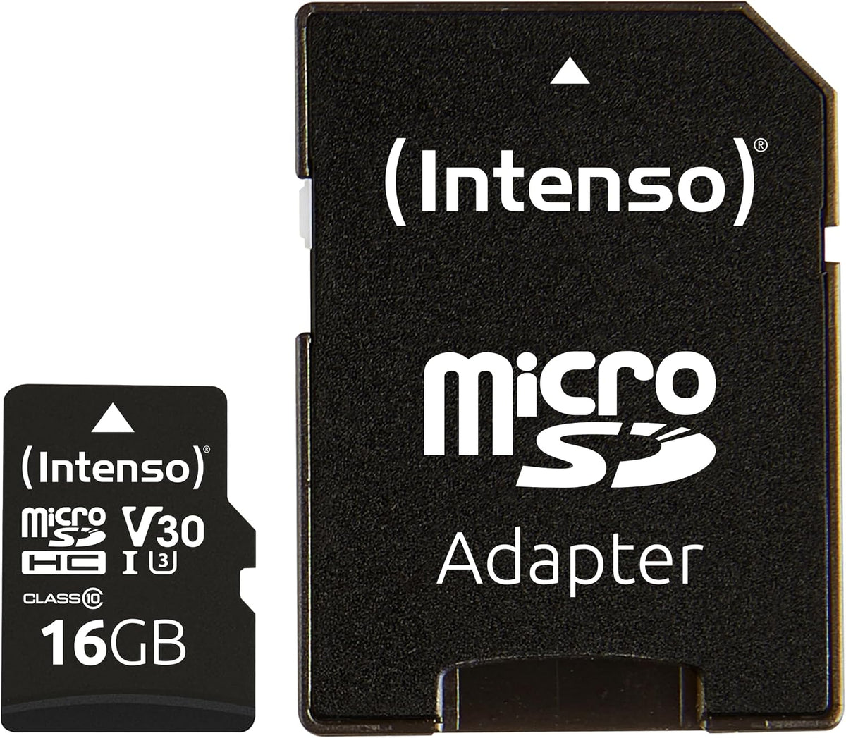 Intenso Professional 16GB microSDHC UHS-I U3 V30 Card with SD Adapter - front view