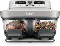 Ninja Crispi DualZone Glass Countertop Air Fryer, Bone, DD101IV2 — front view