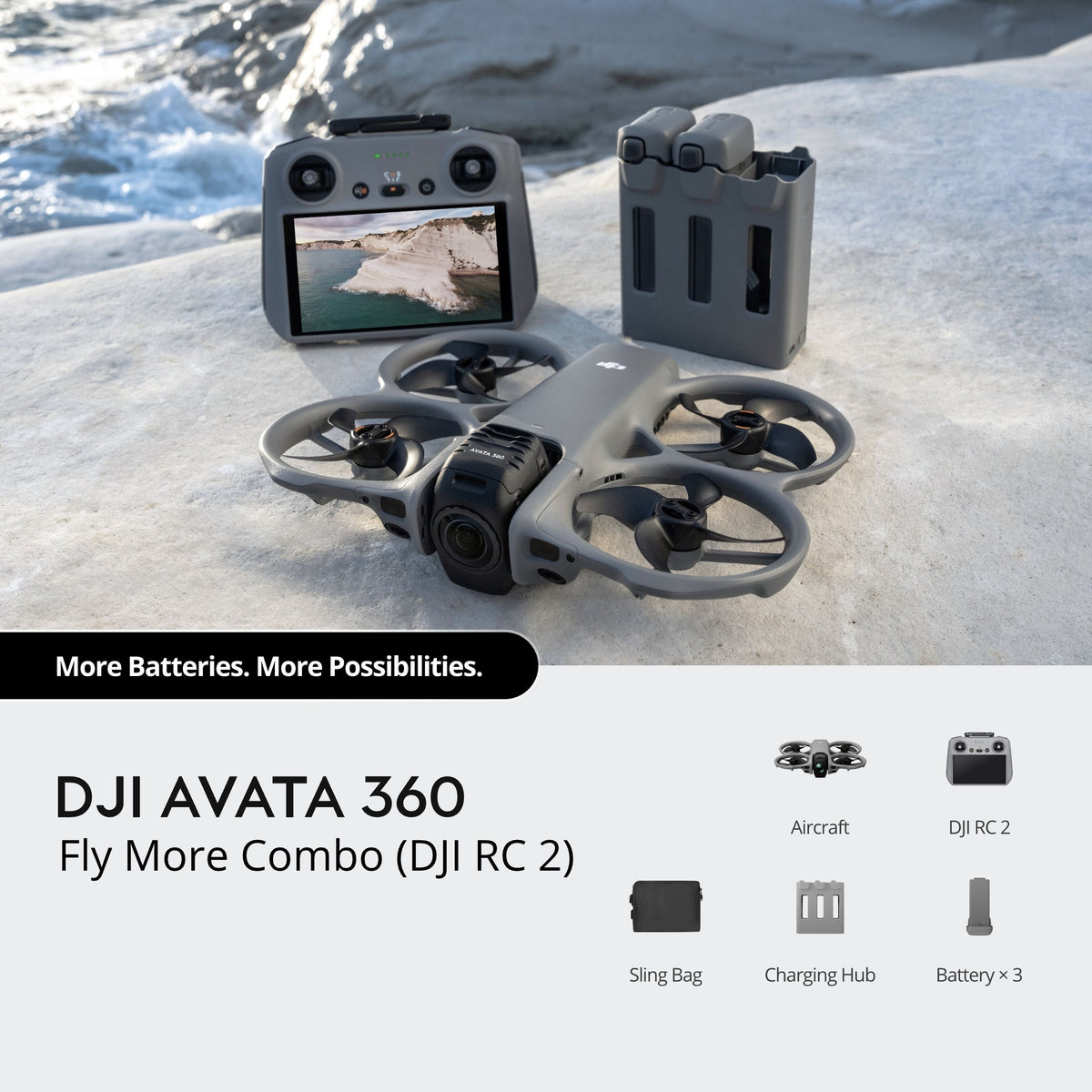 DJI Avata 360 Fly More Combo (DJI RC 2) - Fly More Combo contents