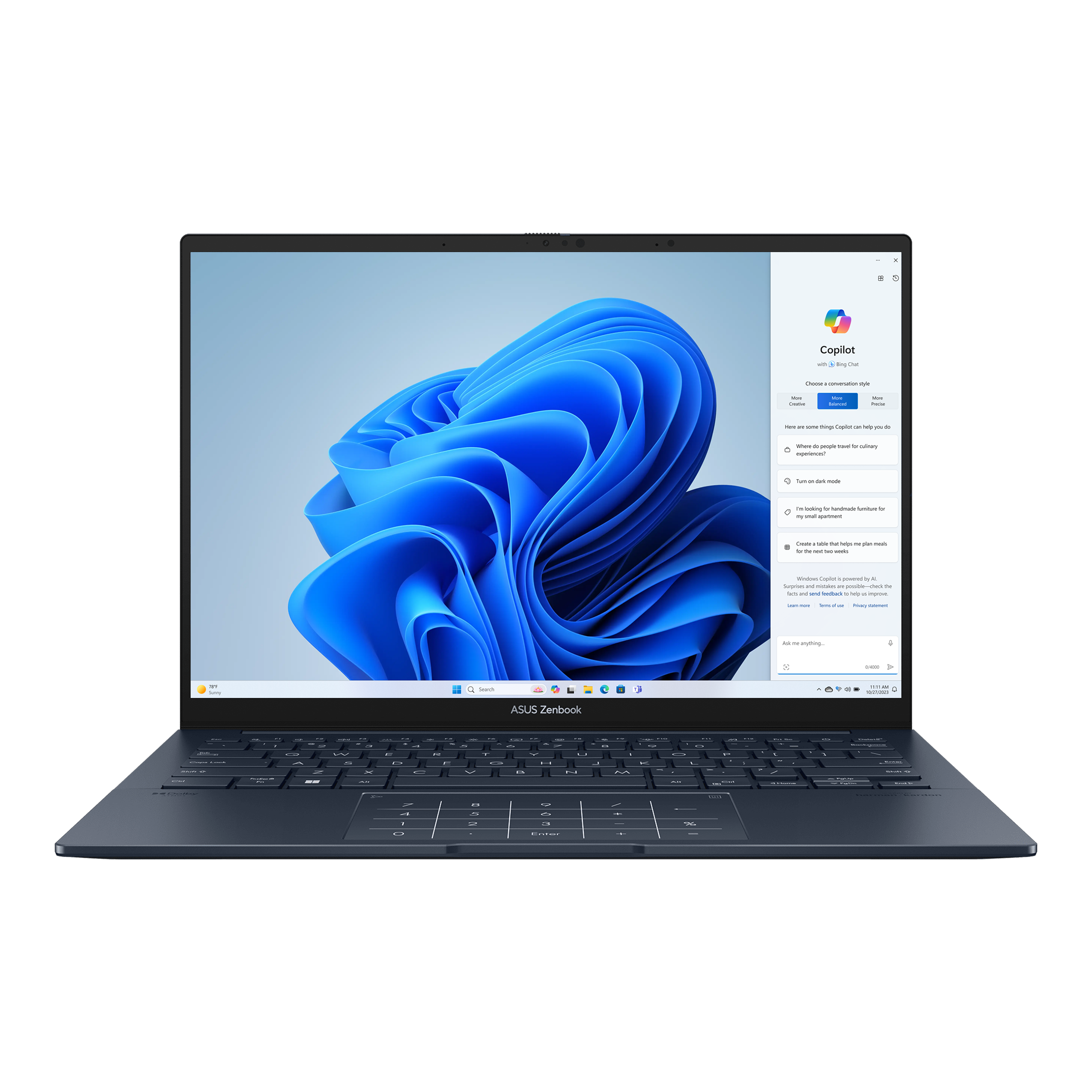 ASUS Zenbook 14 OLED UX3405CA laptop in Ponder Blue