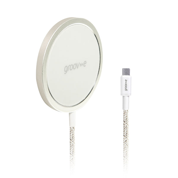 Groov-e Magnetic Wireless Charger 15W White - official product image