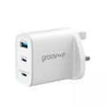 Groov-e 65W 3-Port GaN Wall Charger White - official product image