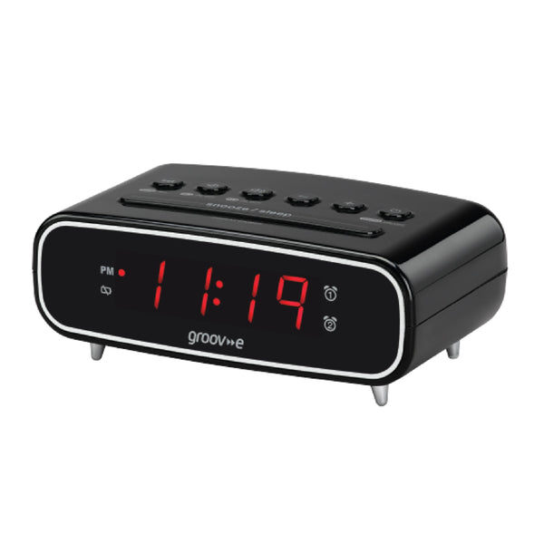 Groov-e Rise FM Alarm Clock Radio Black - official product image